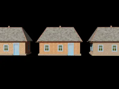An old village house in 5 variants Low-poly 3D model
