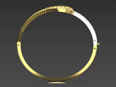 Two-tone snake design cuff bracelet with diamonds model bg0001 3D print model