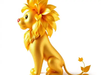Golden Lion Sculpture model pack Low-poly 3D model