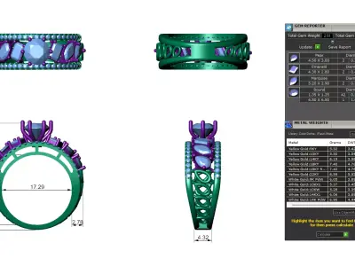 Stackable Pointer Engagement Band with Multi Cut Diamond 3D print model