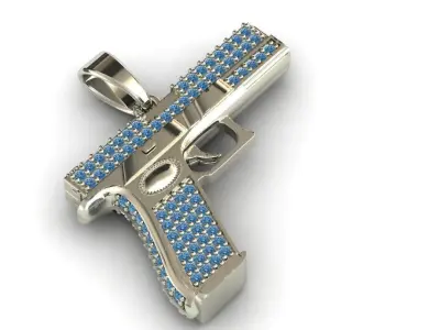 Pistol Pendant Silver Gold Platinum Luxury Jewelry 3DM STL  3D print model