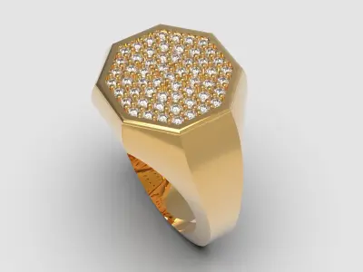 Octagonal ring with diamonds 3D print model