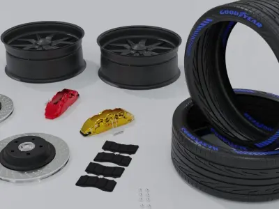 SPORT GOOD YEAR TYRE WITH DISK BRAKES 3D model