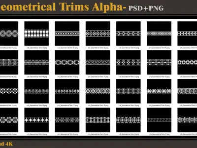 185 Geometrical Trims-Alpha-tileable- seamless- 4K PNG - PSD Texture