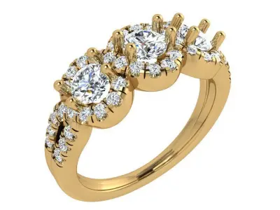 Round Halo Split Shank Ring 3531 3D print model