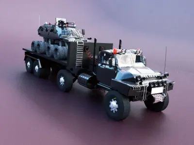 Military semi trailer Low-poly 3D model
