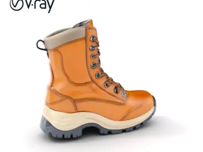 Rugged Hiking Boot D Model Pack for Game Development Low-poly 3D model