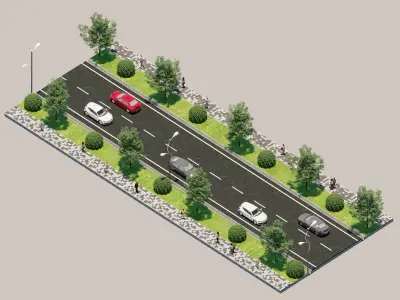 Road types Remastered  ID002 Free 3D model