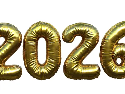 2026 Inflated Balloon Numbers 3D Model  High-Resolution PBR 3D model