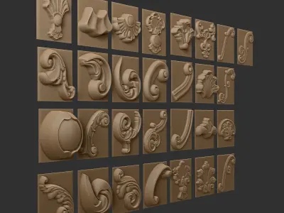 29 VDM Brushes of Decor ornaments for ZBrush 3D model