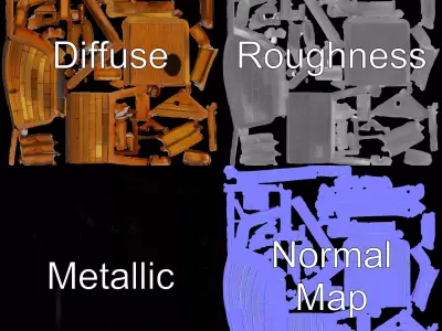 Rustic Log Cabin model pack Low-poly 3D model