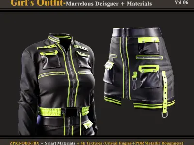 Girls Outfit- Marvelous Designer-Clo3d - OBJ - FBX 3D model