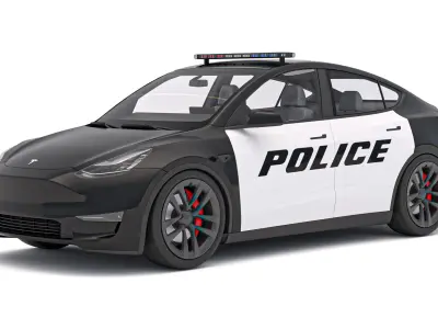 Tesla Police Car Collection 3D model