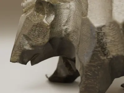 Small Woonden Bear Sculpture - 3D Scan Low-poly 3D model