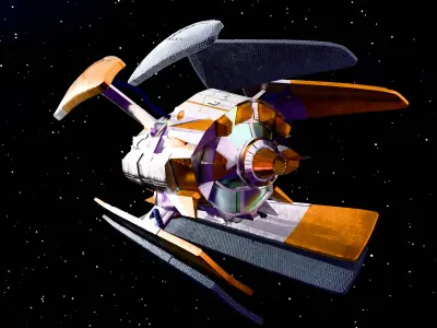 Stylized Sci Fi Spaceship 3D Model Game Ready Low-poly 3D model