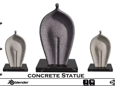 Concret Statue 03 Type Low-poly 3D model