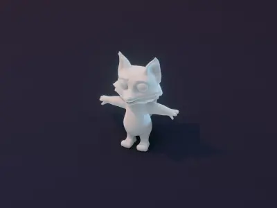 Cartoon Fox Animated and Rigged Base Mesh 3D Model Low-poly 3D model