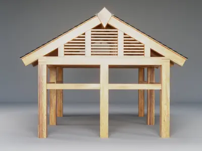 Wooden Carport 3D model