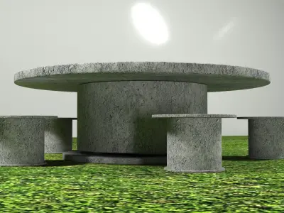 Round Garden table set Free 3D model