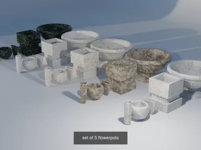 set of 10 flowerpots 3D Model Collection