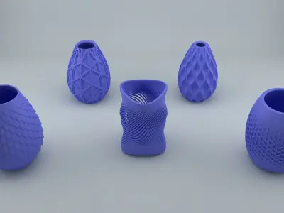 Vase collection bottle with wave pattern 3D print model