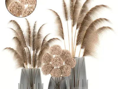 Bouquet of dried flowers in a vase 101 3D model