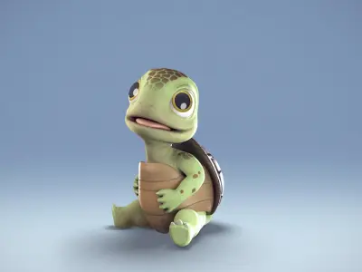 Cute little turtle Low-poly 3D model