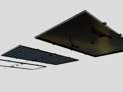 Black Framed Solar Panel 675W 2384x1303x35mm 3D model