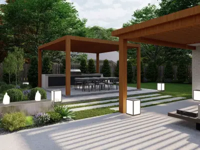 Garden Landscape 3D Model - SketchUp and Lumion Scene  Free 3D model