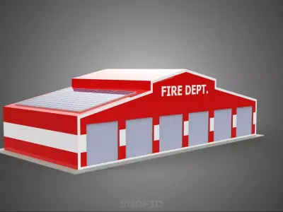 SOLAR ROOF FIRE ENGINE GARAGE STATION FIREHOUSE DOOR DEPARTMENT 3D model