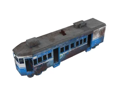 Kolkata tram low poly 3d model Low-poly 3D model