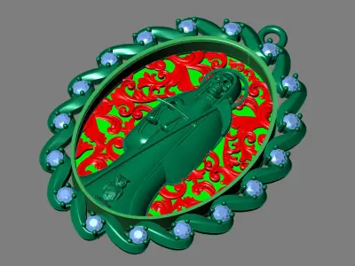  santa muerte holy death small size pendant 3D STL 3DM skull 3D print model