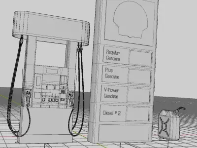 Shell Gasoline Pump Low-poly 3D model