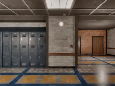 UE5 - SCHOOL HALLWAY Low-poly 3D model