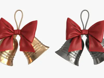 Bells with Bow 2 colors Low-poly 3D model