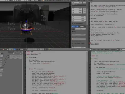 Blender Game Engine PS4 Controller Python Script Free low-poly 3D model
