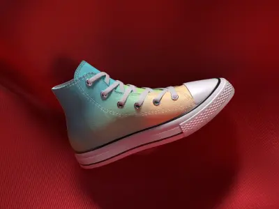 Shoes Converse Color Pink Girls Low-poly 3D model