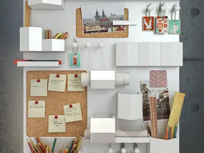 Decorative set of the office supplies 3D model