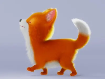 Cartoon Fox Dog Rigged 3D model