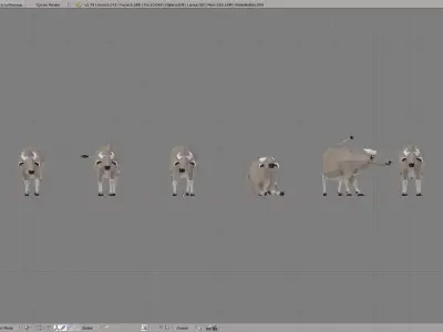 Buffalo bull in low polygons Low-poly 3D model