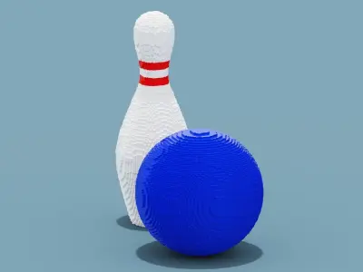 Bowling Ball and Pin Low-poly 3D model