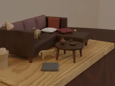 Wooden Cat Figurines Free 3D model