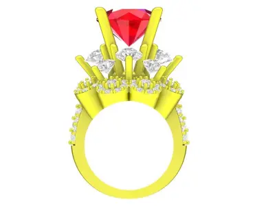 Luxury Ruby Halo Crown Ring for Women 3D Model  4336 3D print model