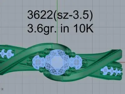 Round Diamond Twisted Ring 3622 3D print model