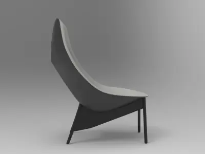 Uchiwa Armchair Low-poly 3D model