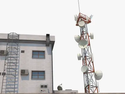 Radio Station - Communication Tower  Low-poly 3D model