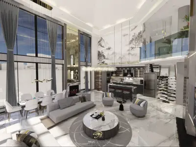 Loft Apartment Interior Design Low-poly 3D model