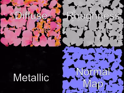 Elegant Pink Peony model pack Low-poly 3D model