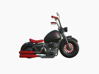 Motorcycle Cartoon A17 Black Red - Custom Vehicle Design Low-poly 3D model
