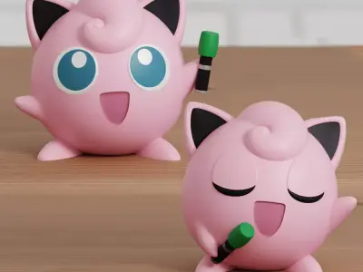 Jigglypuff Sing Chibi Mic 2 models Easy Print 3D print model